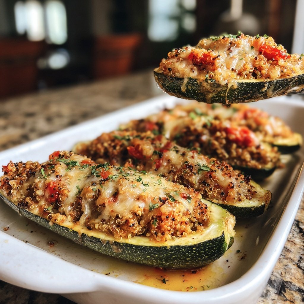 Baked Veggie Rice Stuffed Zucchini