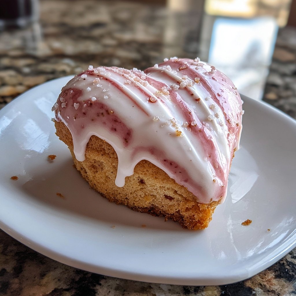 Mini Heart Cake with Vanilla Strawberry Marble