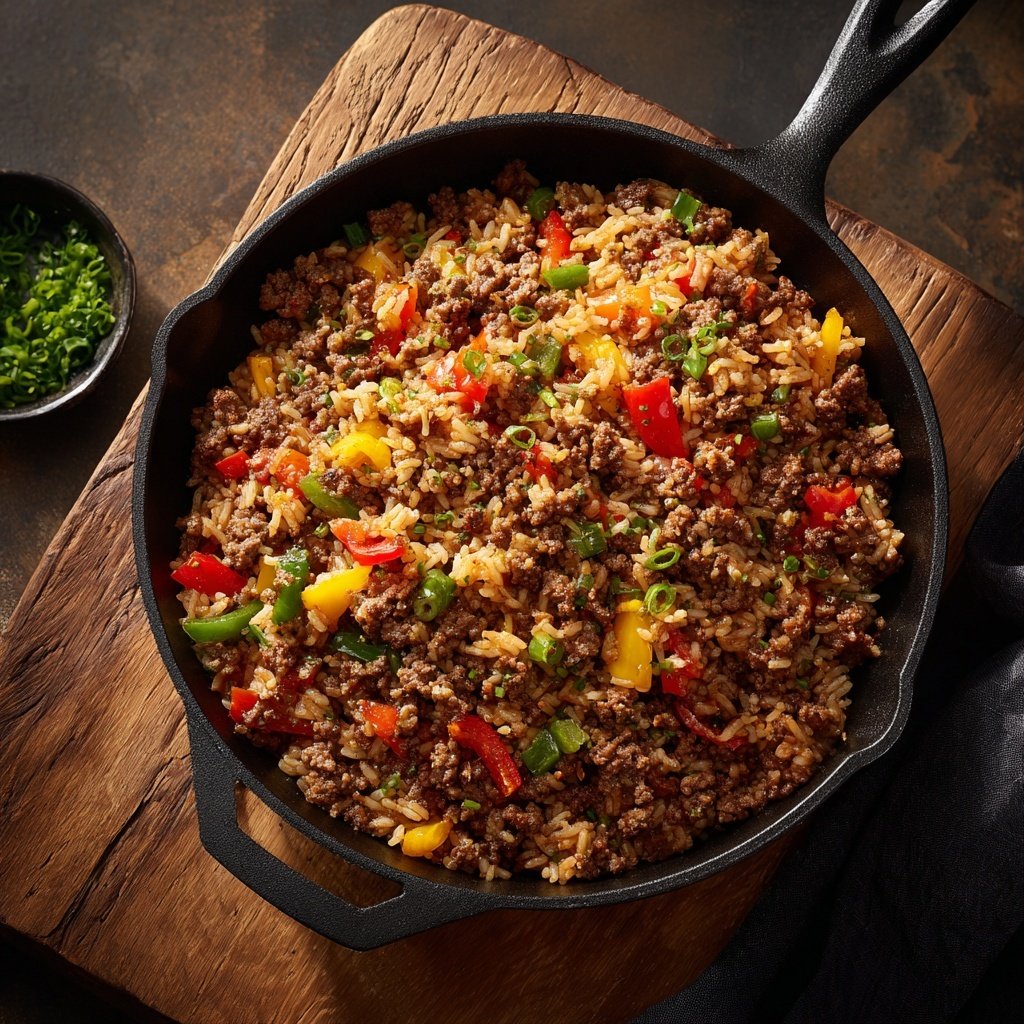 Ground Beef And Rice Comfort Skillet