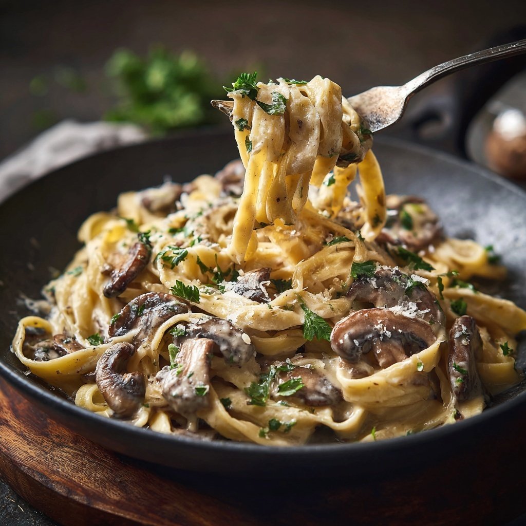 Romantic Creamy Mushroom Tagliatelle