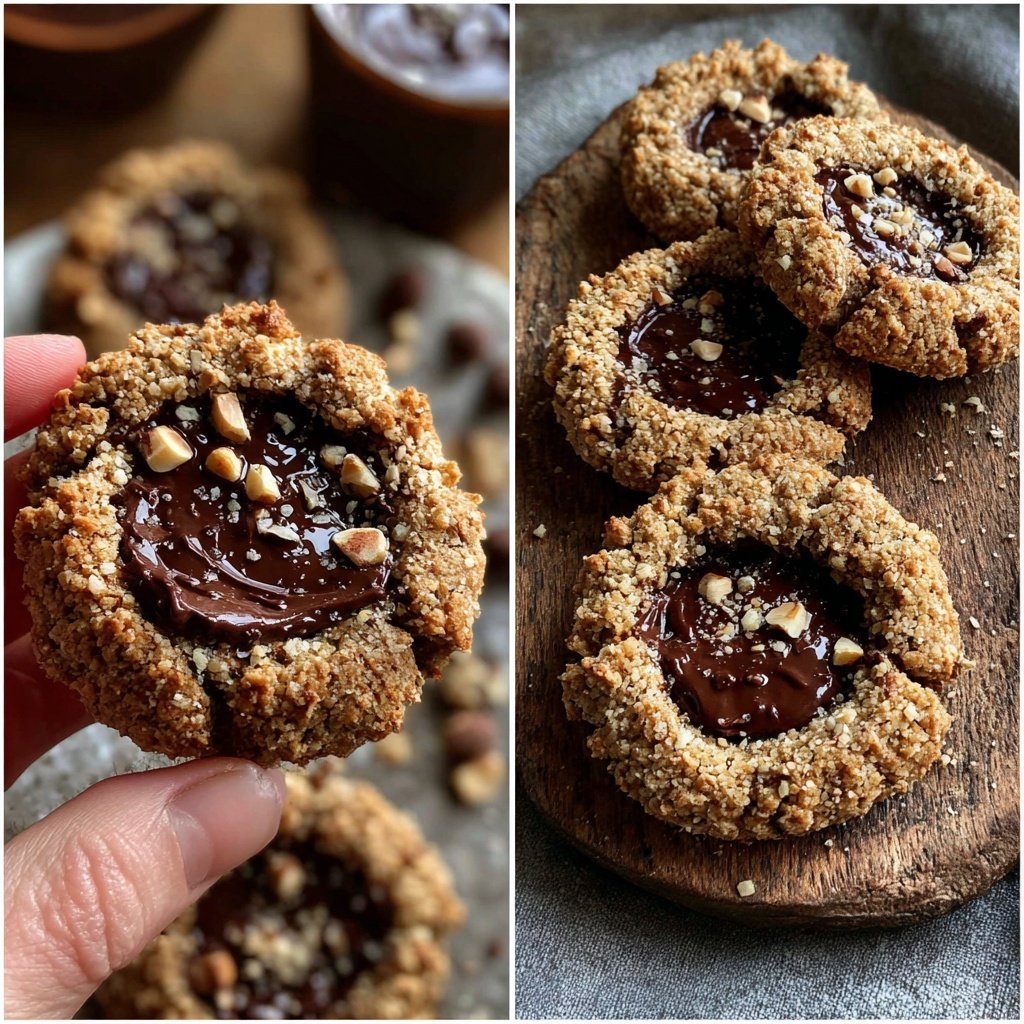 Chocolate Hazelnut Thumbprint Cookies