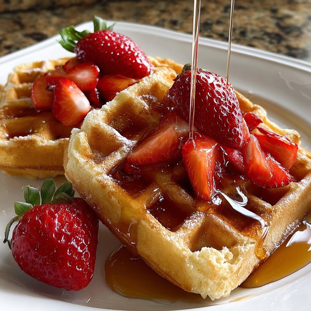 Valentines Breakfast Strawberry Waffles