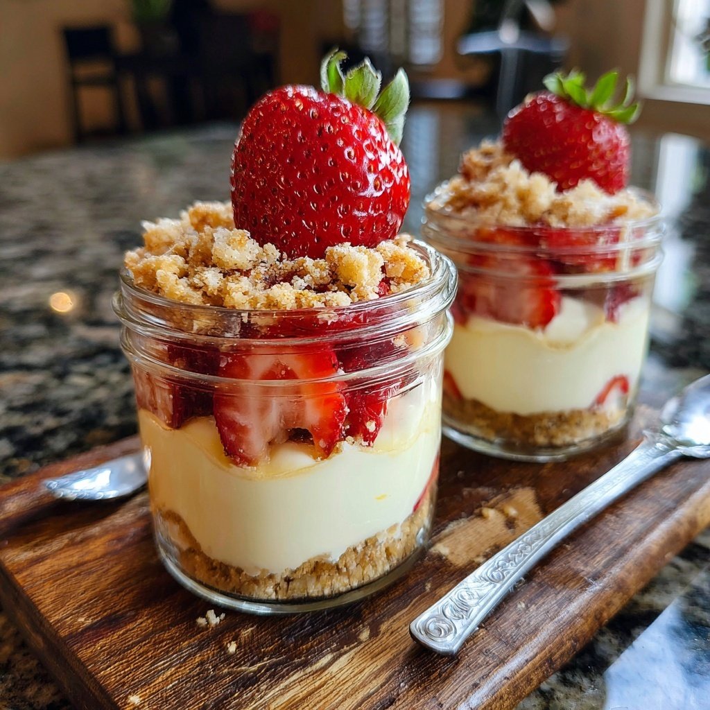 Strawberry Cheesecake Breakfast Jars
