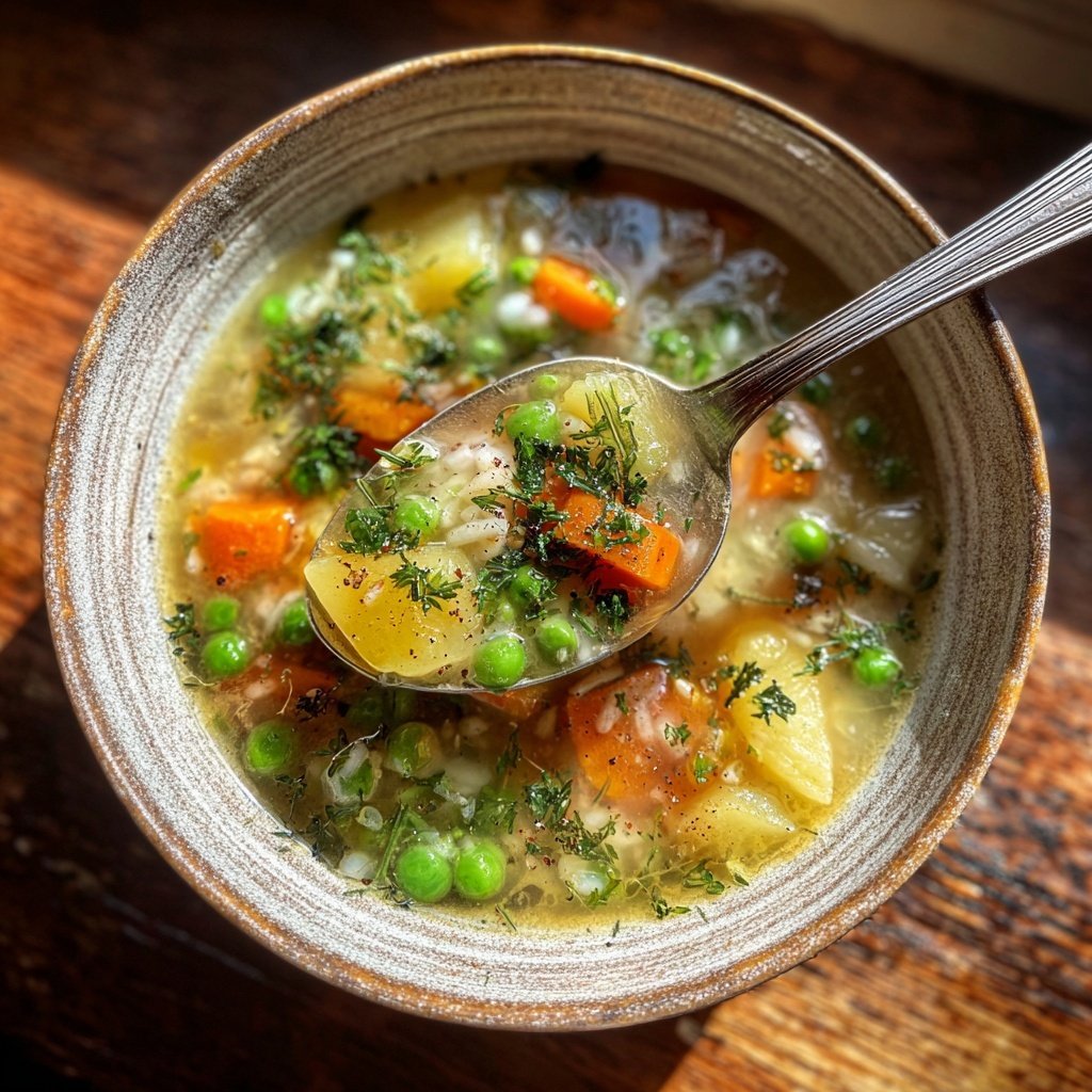 Light Spring Vegetable Rice Soup